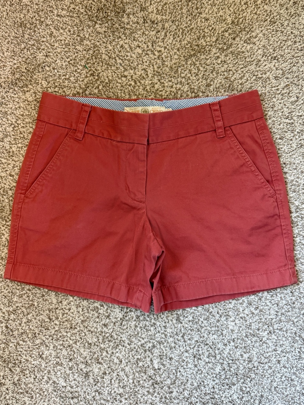J. Crew Classic Chino Shorts, Size 2, 5” inseam Rust Red